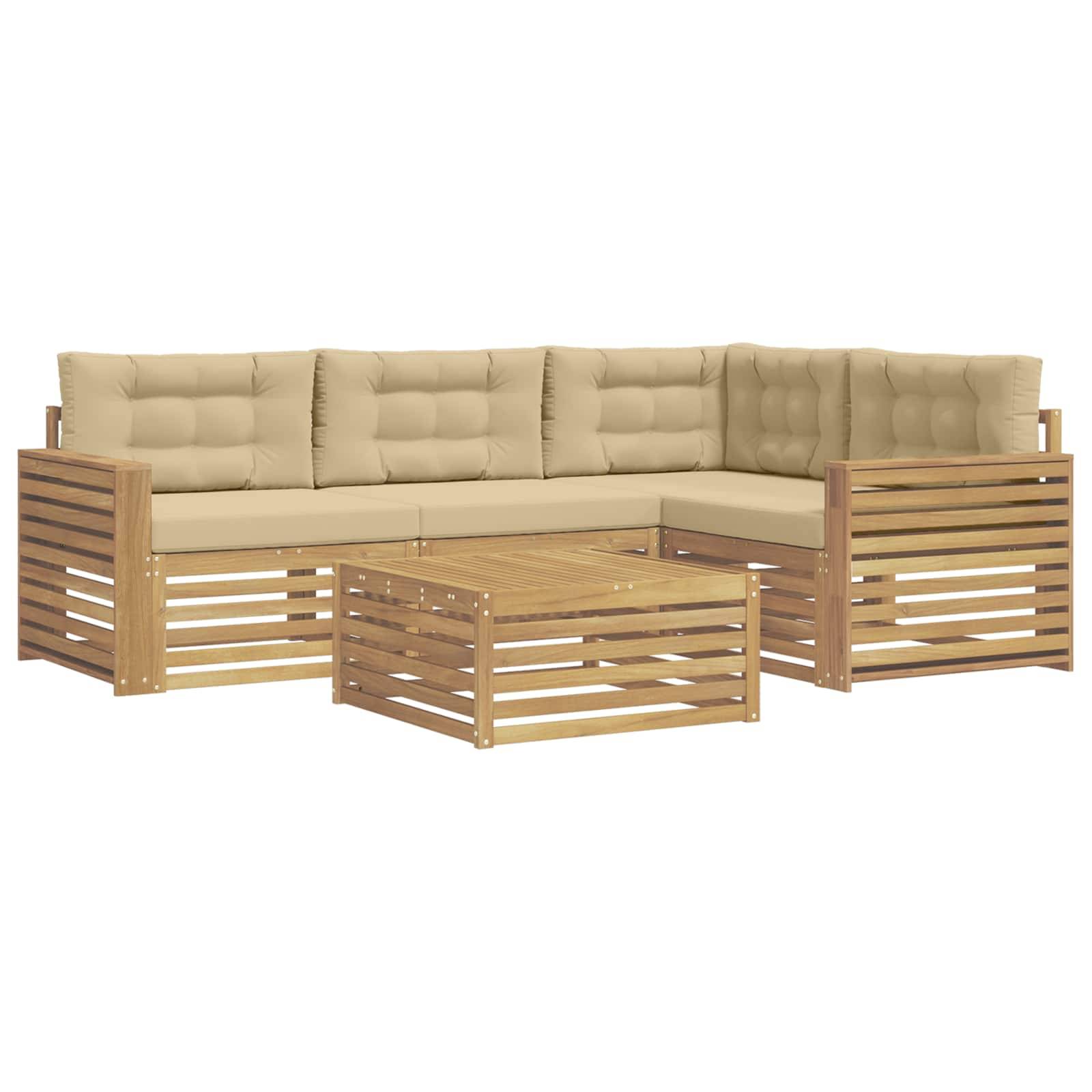 vidaXL Outdoor-Sofagarnitur 5 pcs Weiß und Beige 79 x 79 x 37 cm