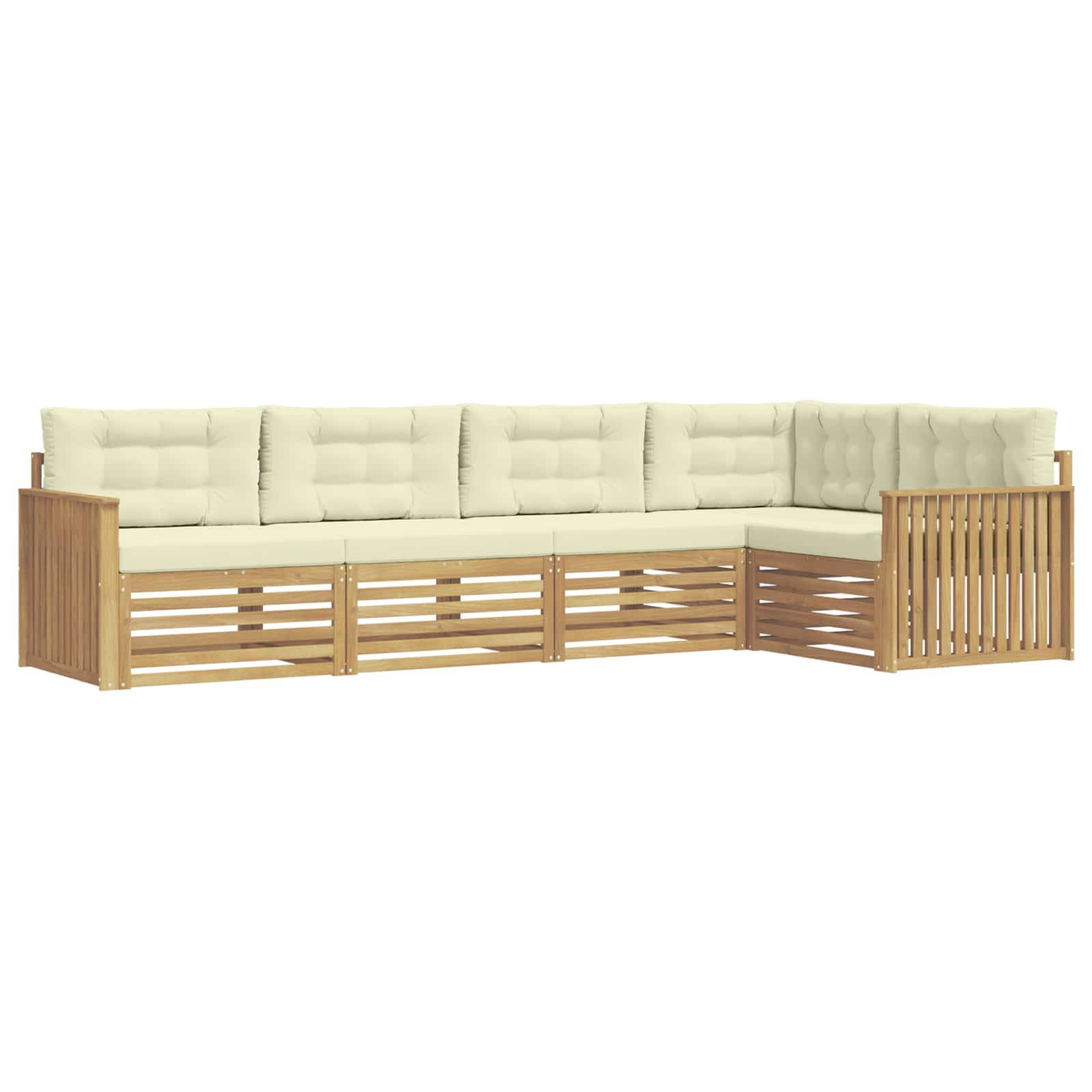 vidaXL Outdoor-Sofagarnitur 5 pcs Weiß und Creme 327 x 168,5 x 73 cm