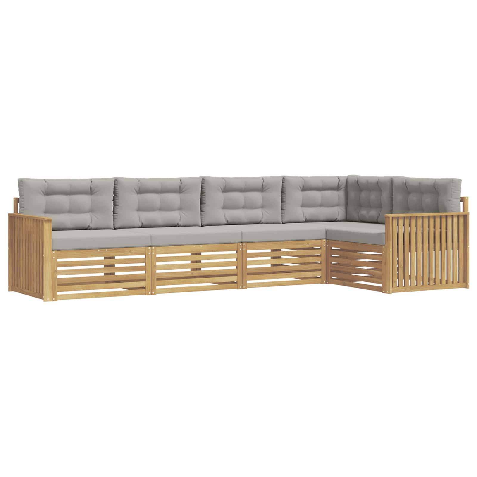 vidaXL Outdoor-Sofagarnitur 5 pcs Weiß und Hellgrau