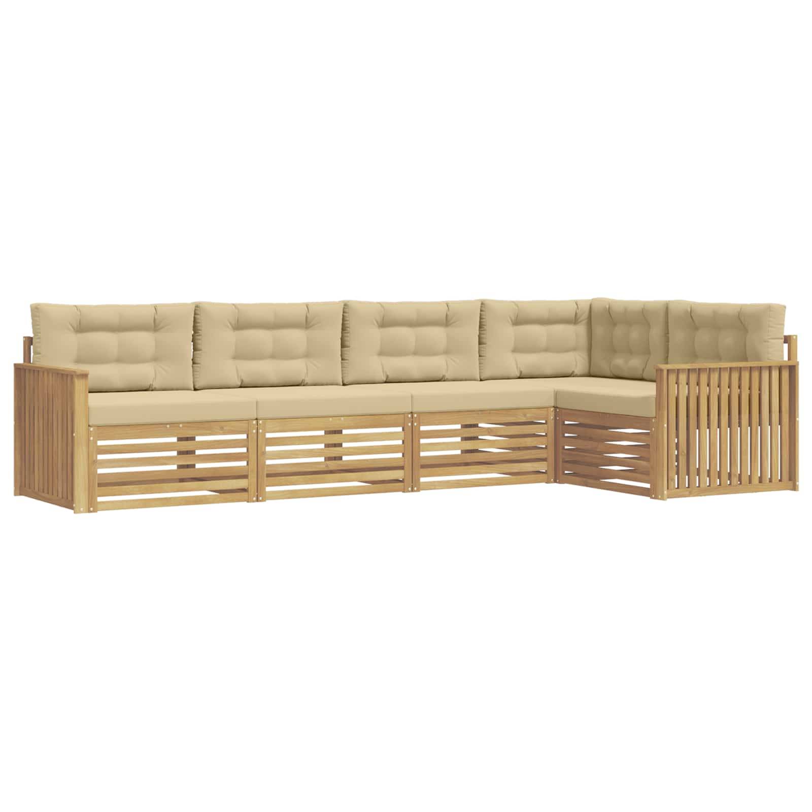 vidaXL Outdoor-Sofagarnitur 5 pcs Weiß und Beige 327 x 168,5 x 73 cm