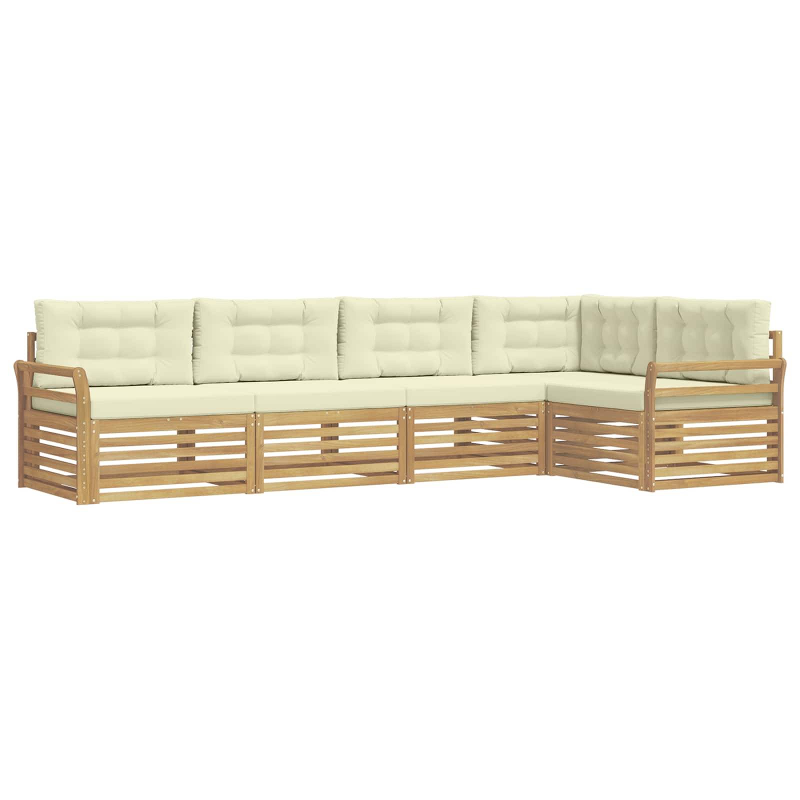 vidaXL Outdoor-Sofagarnitur 5 pcs Weiß und Creme 329 x 170,5 x 73 cm