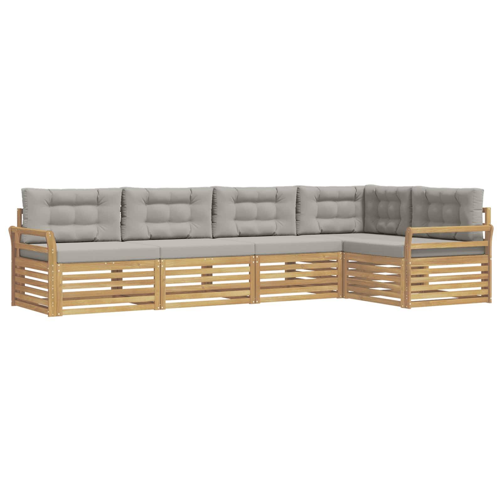 vidaXL Outdoor-Sofagarnitur 5 pcs Weiß und Hellgrau