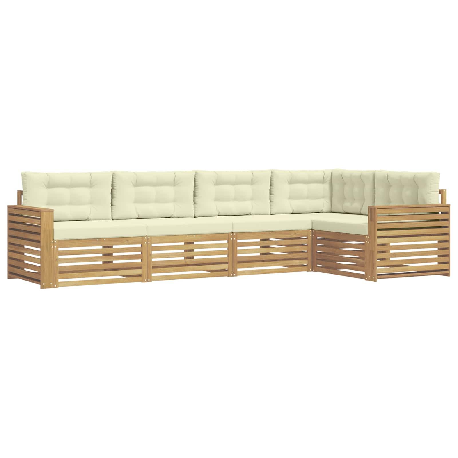 vidaXL Outdoor-Sofagarnitur 5 pcs Weiß und Creme 331 x 172,5 x 73 cm