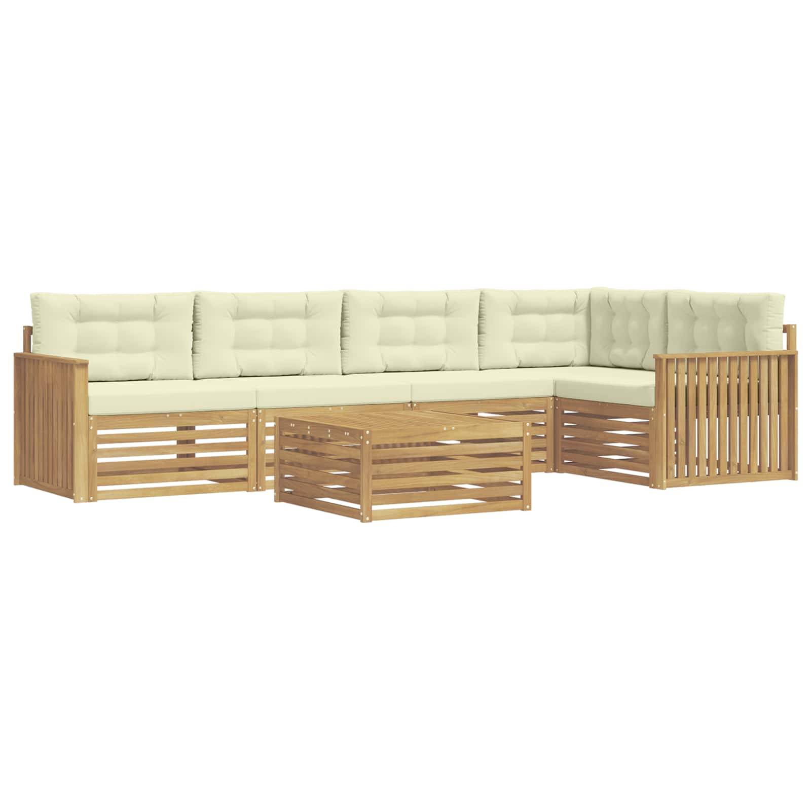 vidaXL Outdoor-Sofagarnitur 6 pcs Weiß und Creme 79 x 79 x 37 cm