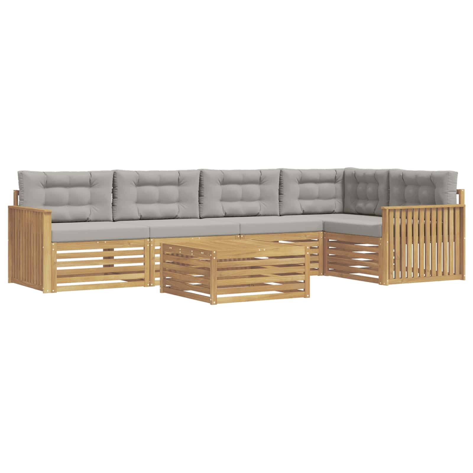 vidaXL Outdoor-Sofagarnitur 6 pcs Weiß und Hellgrau 79 x 79 x 37 cm
