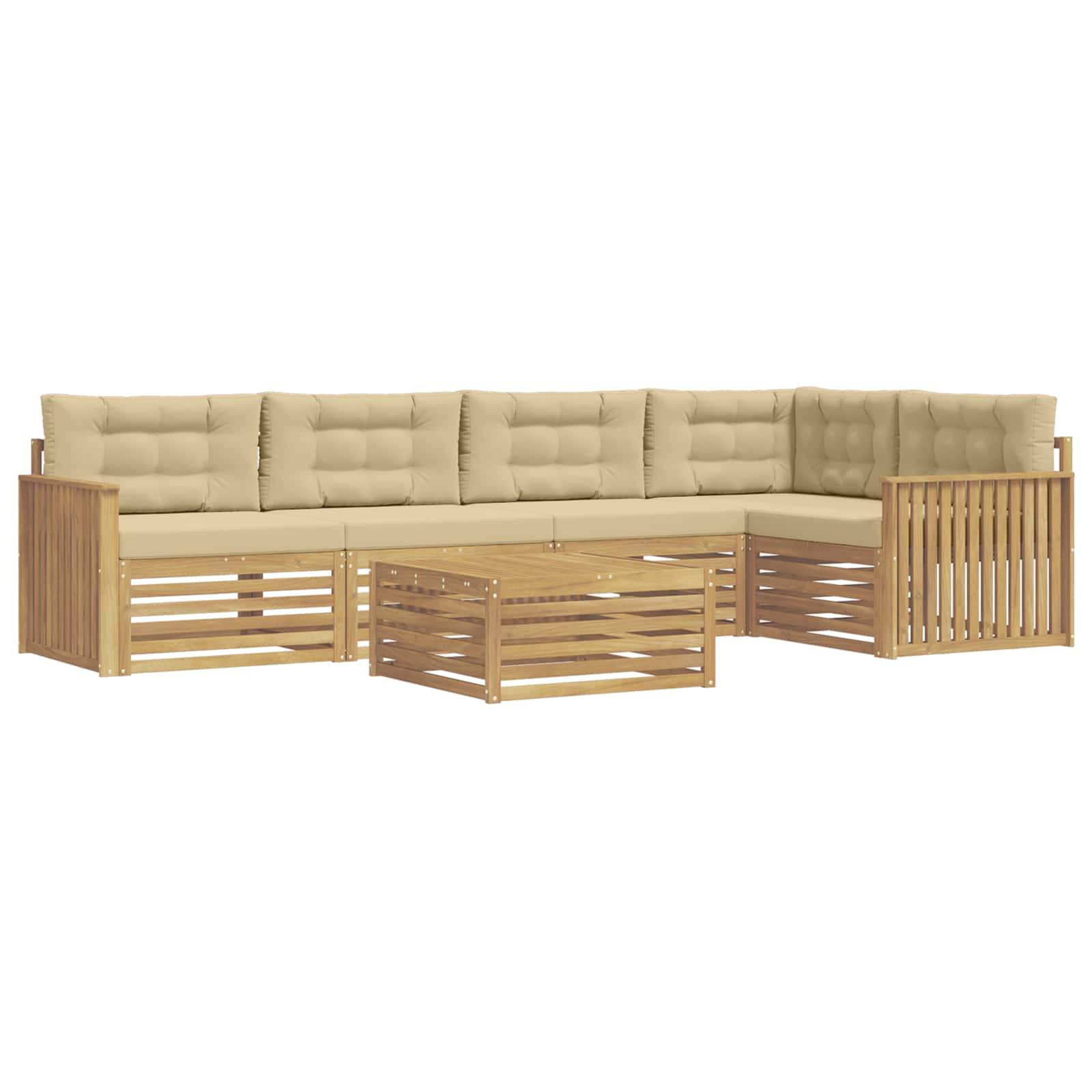 vidaXL Outdoor-Sofagarnitur 6 pcs Weiß und Beige 79 x 79 x 37 cm