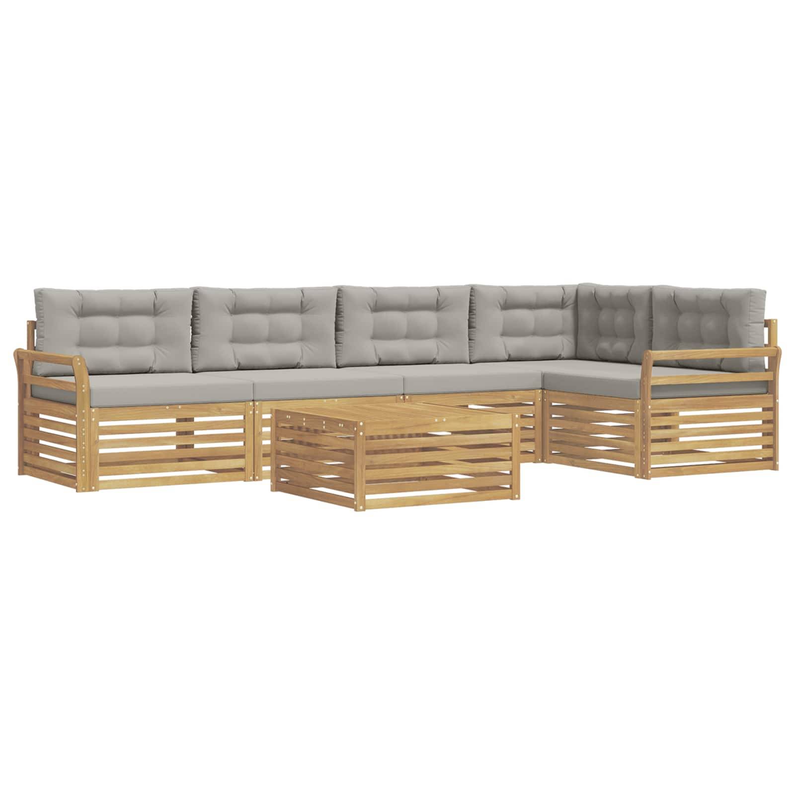 vidaXL Outdoor-Sofagarnitur 6 pcs Weiß und Hellgrau 79 x 79 x 37 cm