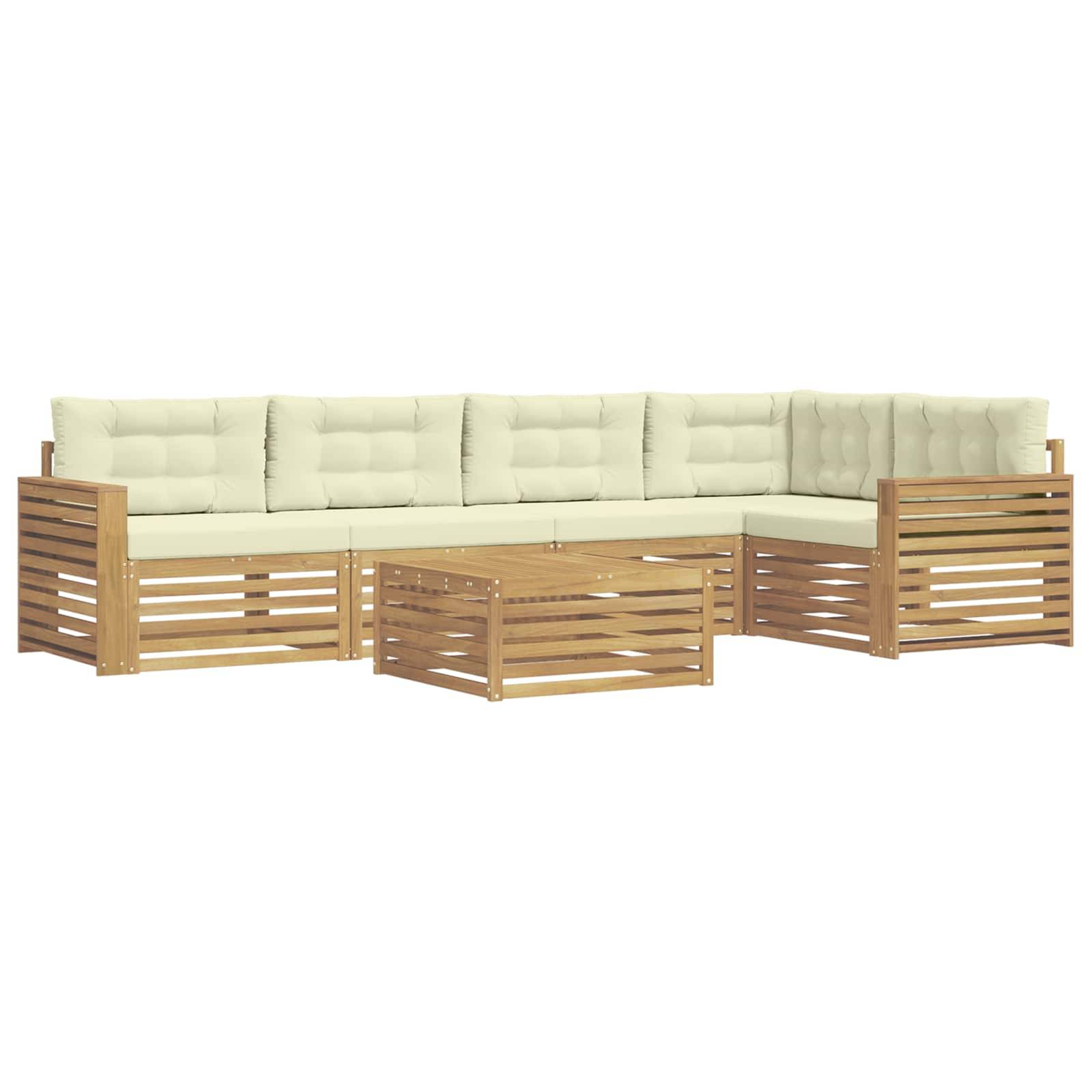 vidaXL Outdoor-Sofagarnitur 6 pcs Weiß und Creme 79 x 79 x 37 cm