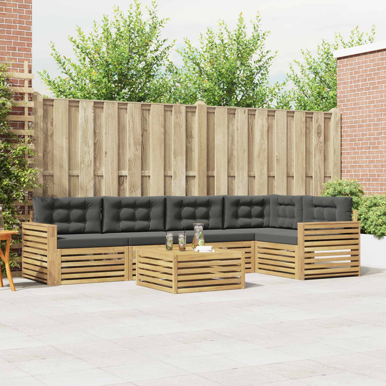 vidaXL Outdoor-Sofagarnitur 6 pcs Weiß und Anthrazit 79 x 79 x 37 cm