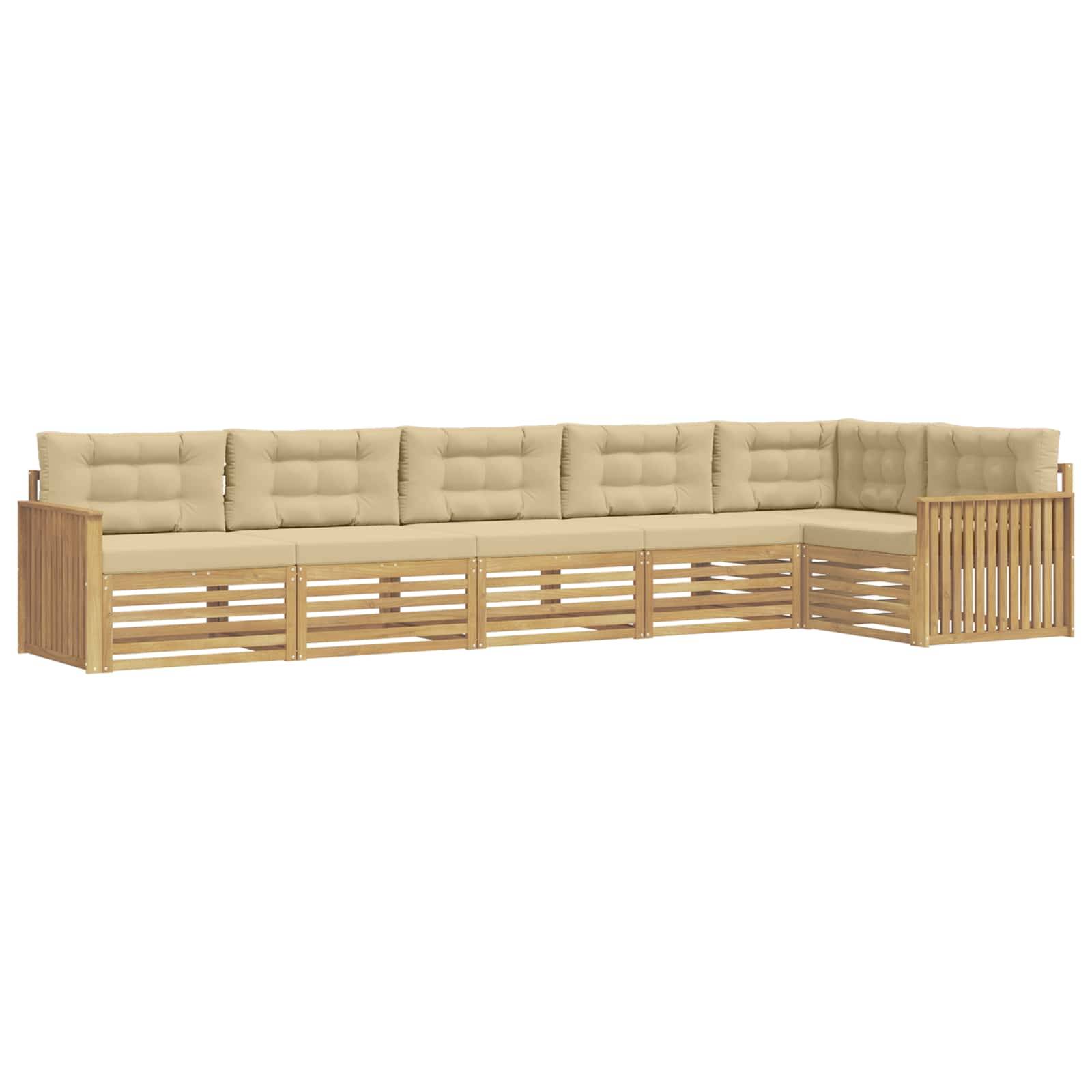 vidaXL Outdoor-Sofagarnitur 6 pcs Weiß und Beige 406 x 168,5 x 73 cm