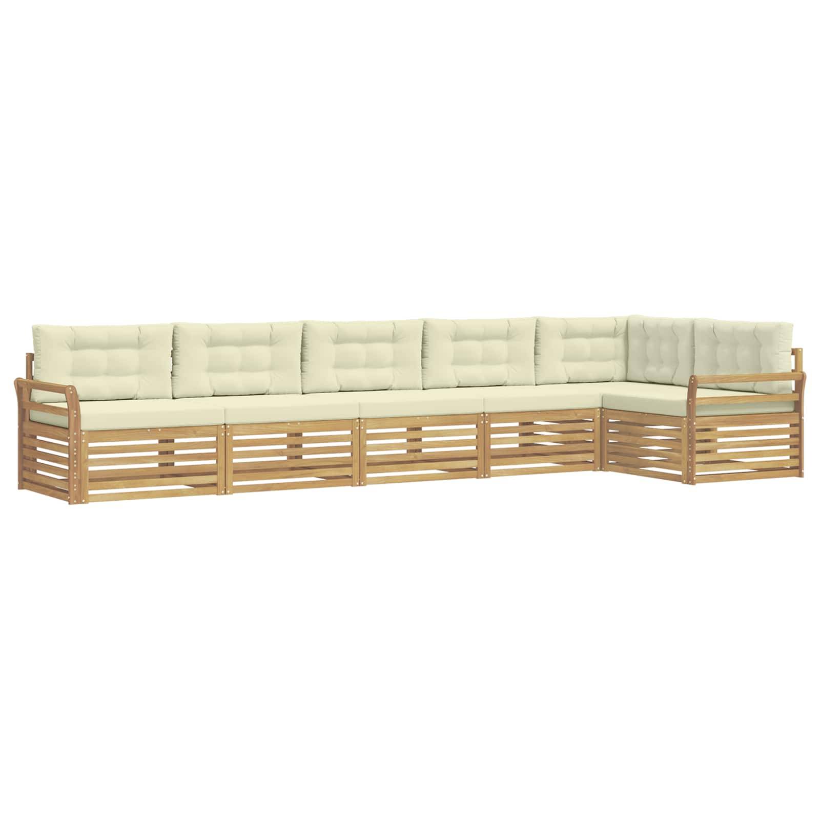 vidaXL Outdoor-Sofagarnitur 6 pcs Weiß und Creme 408 x 170,5 x 73 cm