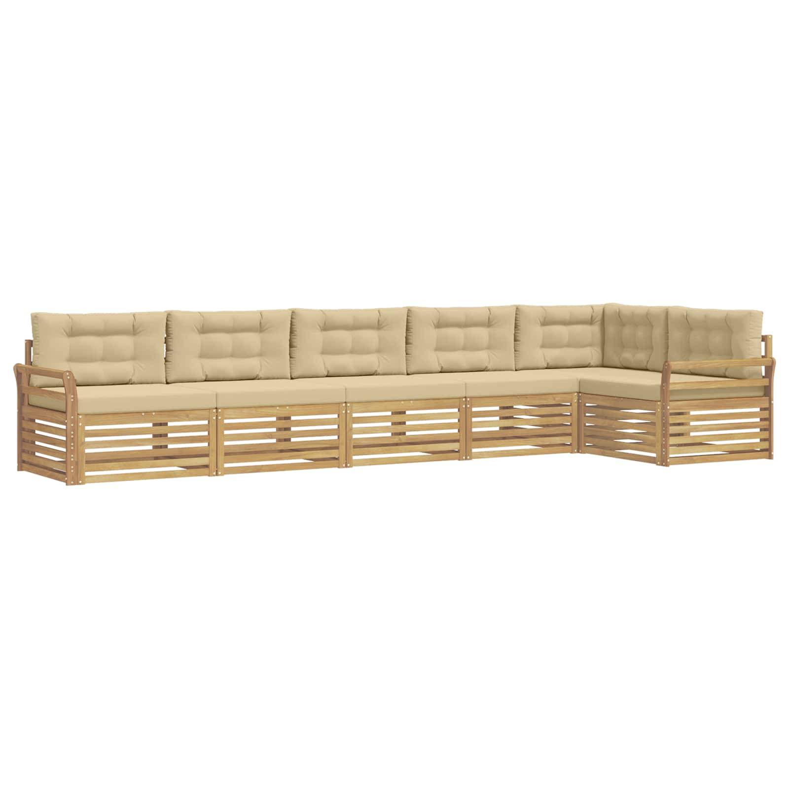 vidaXL Outdoor-Sofagarnitur 6 pcs Weiß und Beige 408 x 170,5 x 73 cm