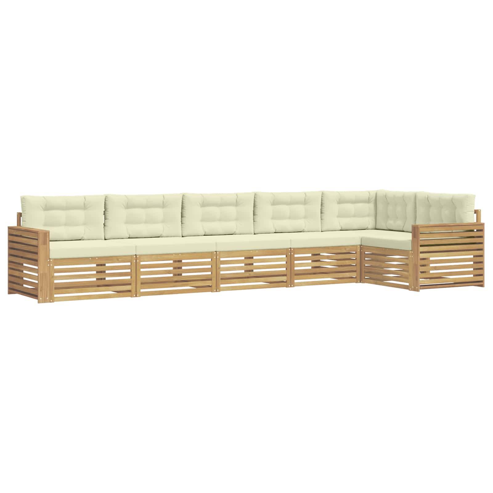 vidaXL Outdoor-Sofagarnitur 6 pcs Weiß und Creme 410 x 172,5 x 73 cm