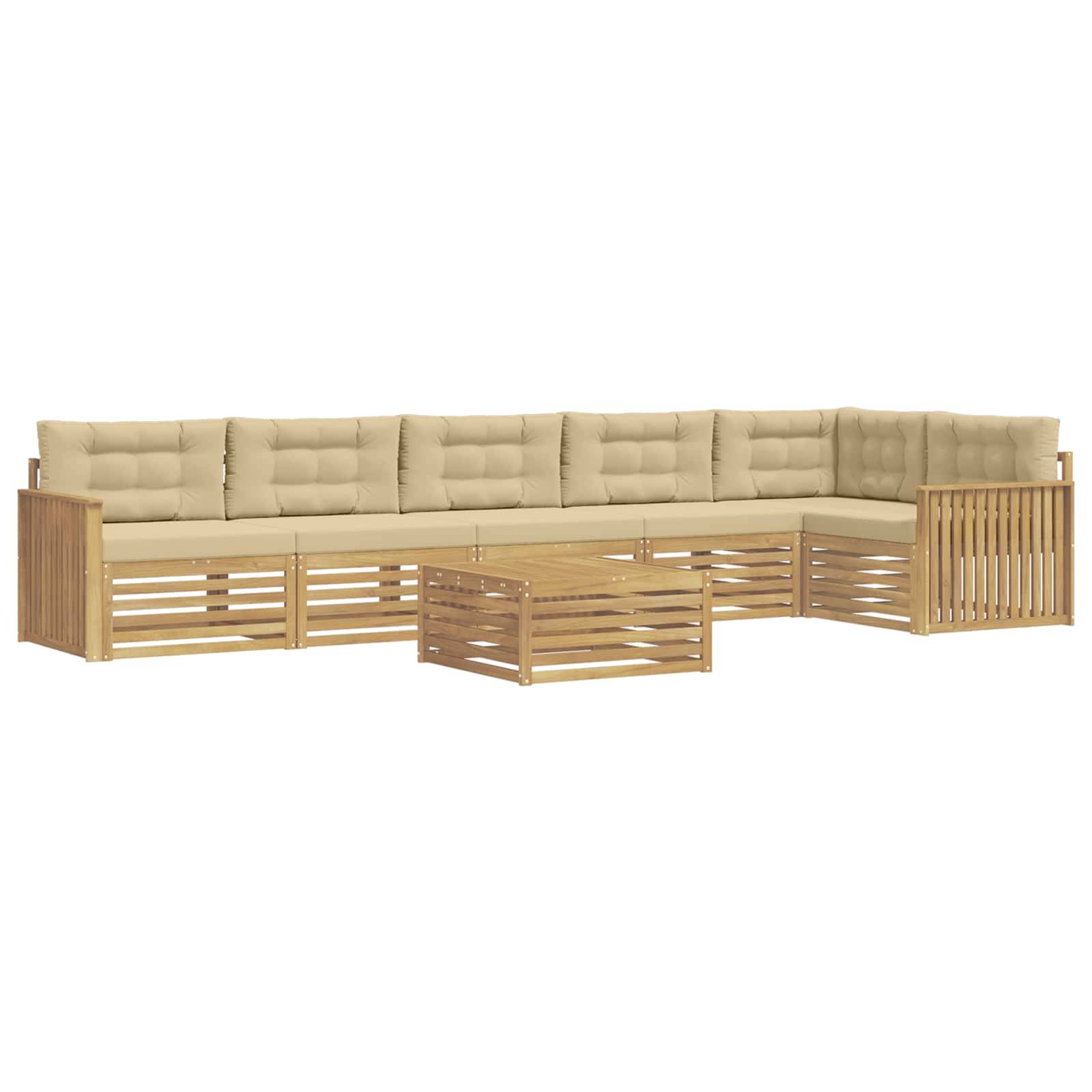 vidaXL Outdoor-Sofagarnitur 7 pcs Weiß und Beige 79 x 79 x 37 cm