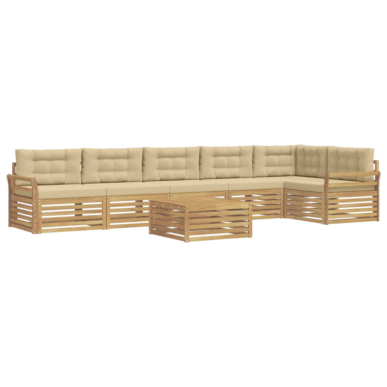 vidaXL Outdoor-Sofagarnitur 7 pcs Weiß und Beige 79 x 79 x 37 cm
