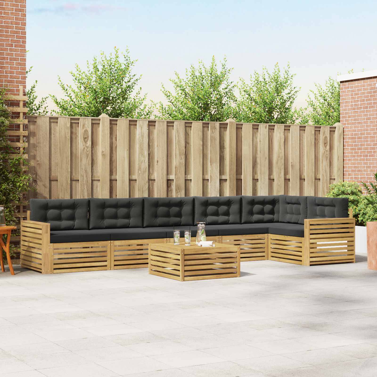 vidaXL Outdoor-Sofagarnitur 7 pcs Weiß und Anthrazit 79 x 79 x 37 cm