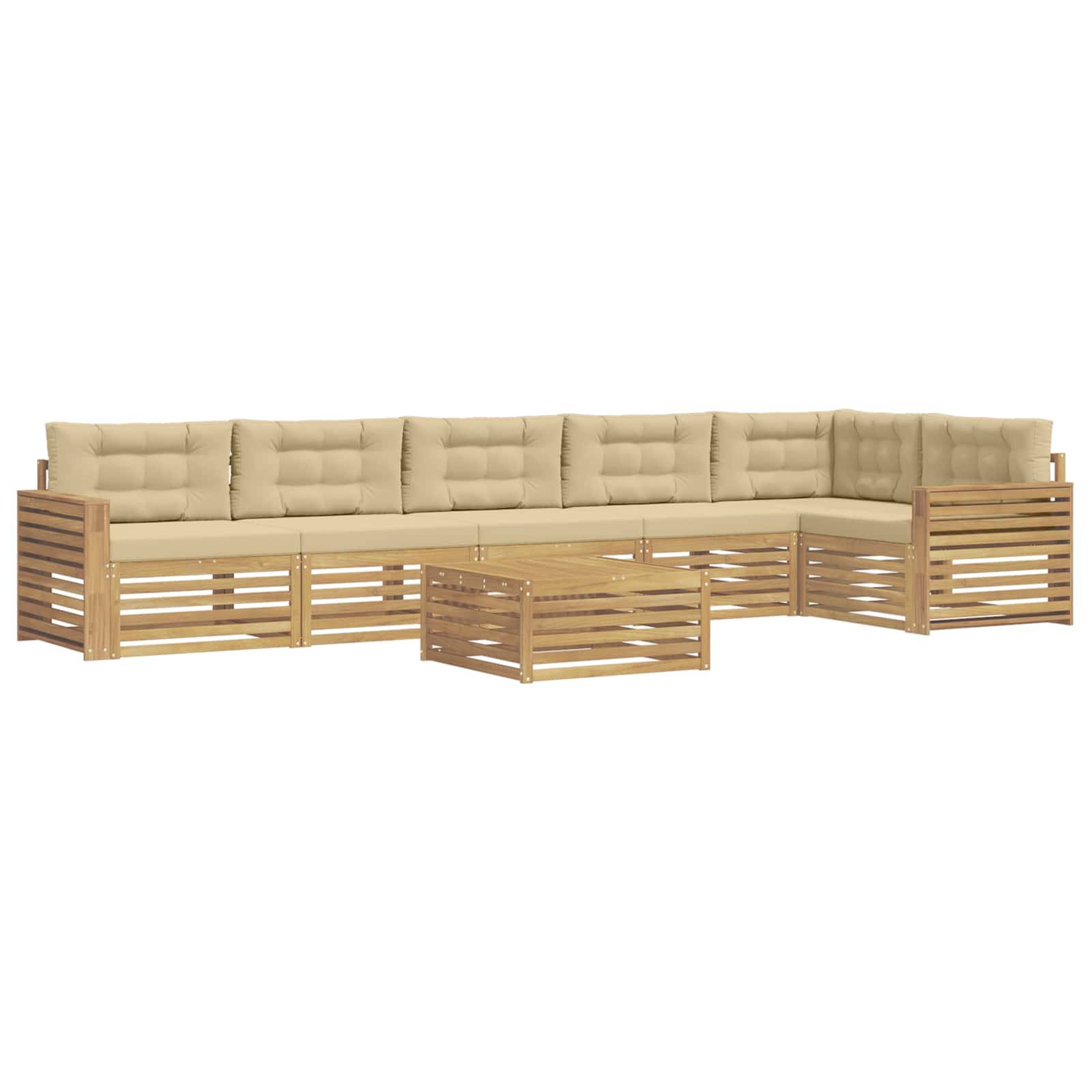 vidaXL Outdoor-Sofagarnitur 7 pcs Weiß und Beige 79 x 79 x 37 cm