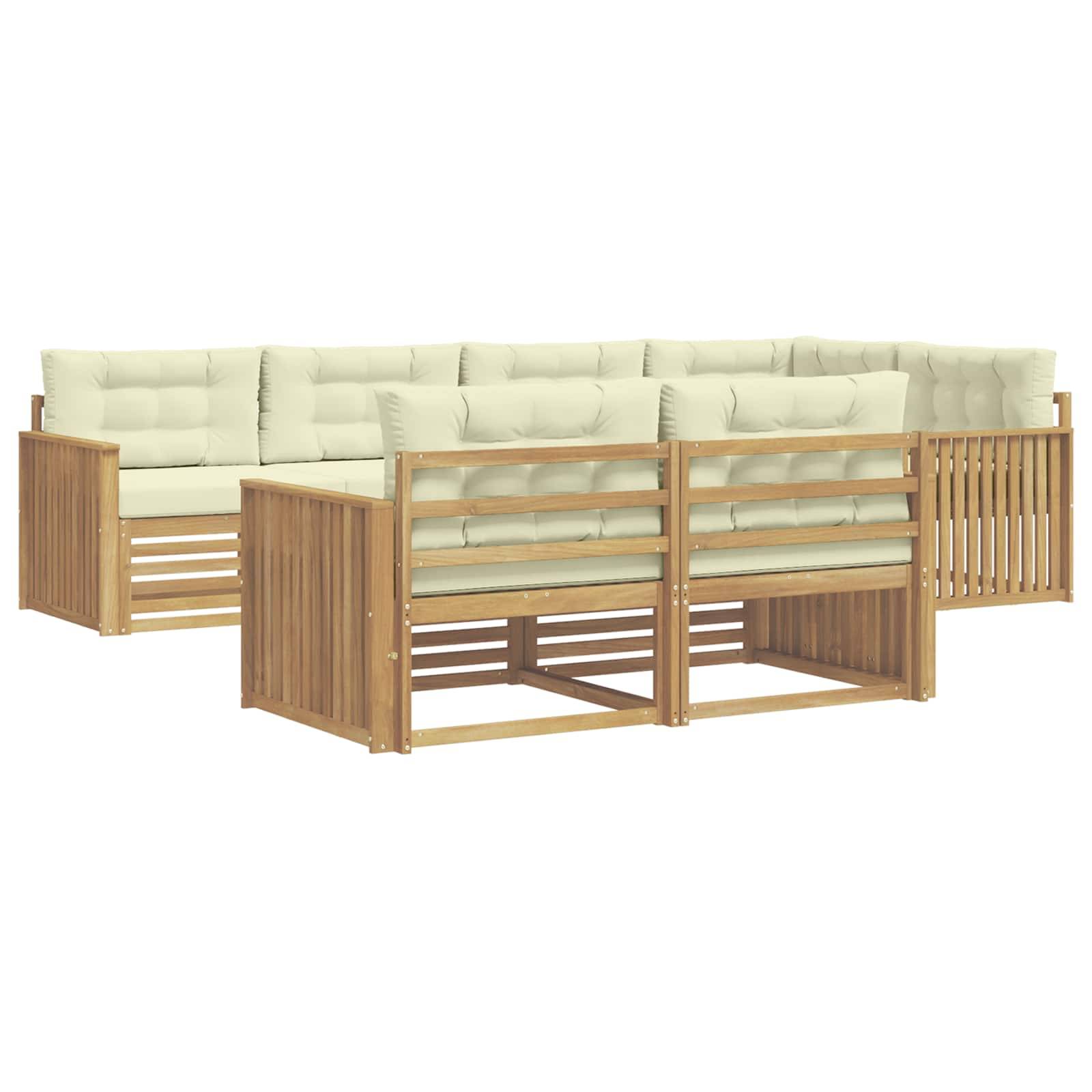 vidaXL Outdoor-Sofagarnitur 7 pcs Weiß und Creme 327 x 168,5 x 73 cm