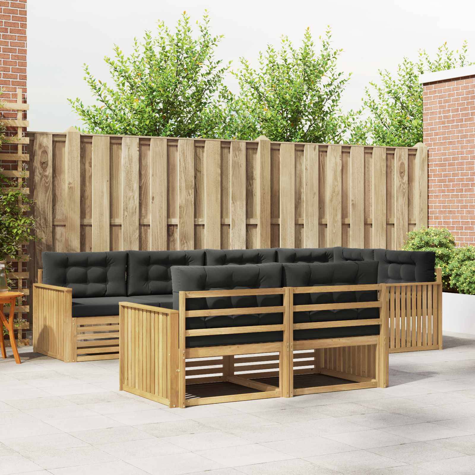 vidaXL Outdoor-Sofagarnitur 7 pcs Weiß und Anthrazit