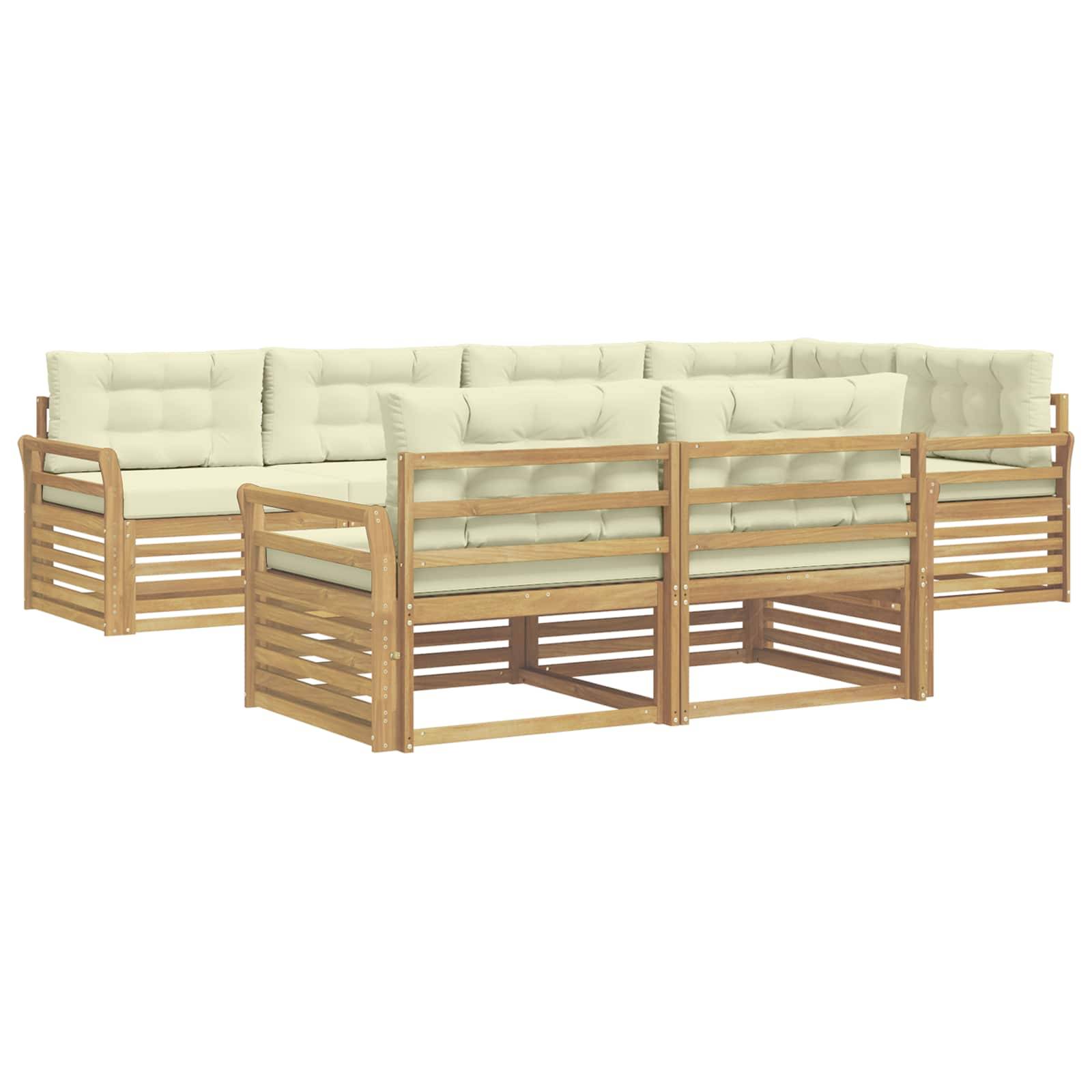 vidaXL Outdoor-Sofagarnitur 7 pcs Weiß und Creme 329 x 170,5 x 73 cm