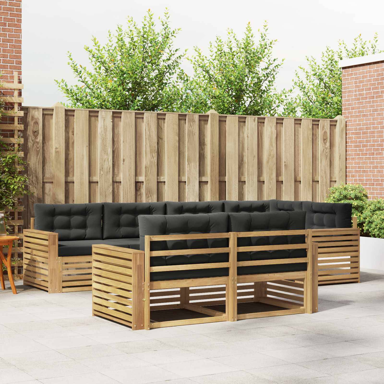 vidaXL Outdoor-Sofagarnitur 7 pcs Weiß und Anthrazit
