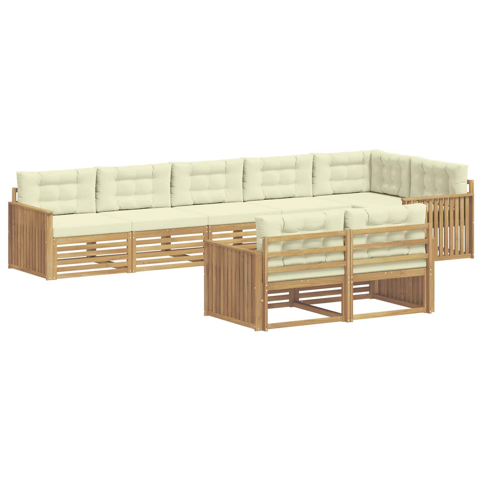 vidaXL Outdoor-Sofagarnitur 8 pcs Weiß und Creme 406 x 168,5 x 73 cm