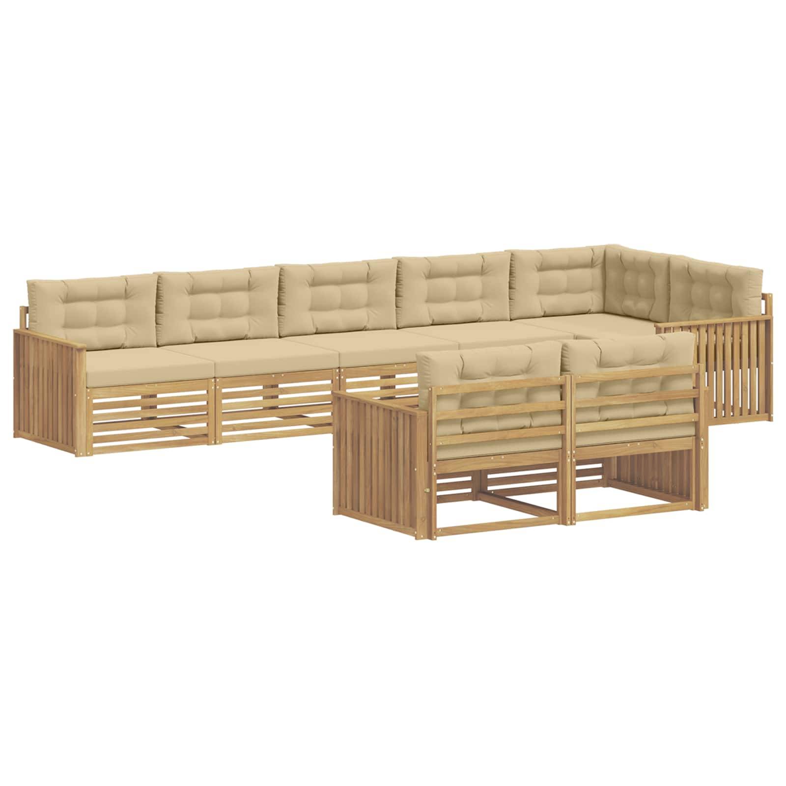 vidaXL Outdoor-Sofagarnitur 8 pcs Weiß und Beige 406 x 168,5 x 73 cm