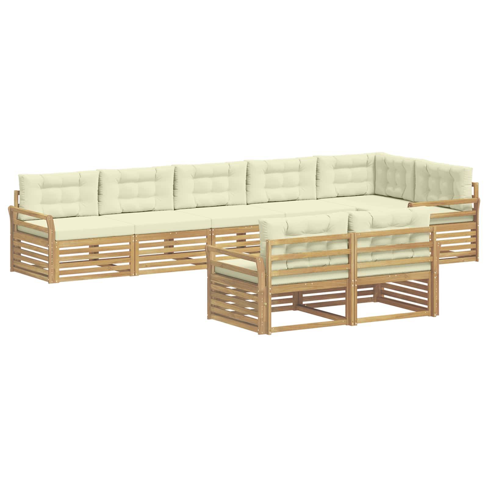 vidaXL Outdoor-Sofagarnitur 8 pcs Weiß und Creme 408 x 170,5 x 73 cm