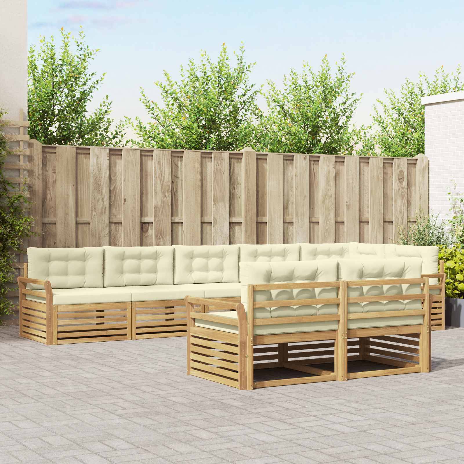 vidaXL Outdoor-Sofagarnitur 8 pcs Weiß und Creme 408 x 170,5 x 73 cm