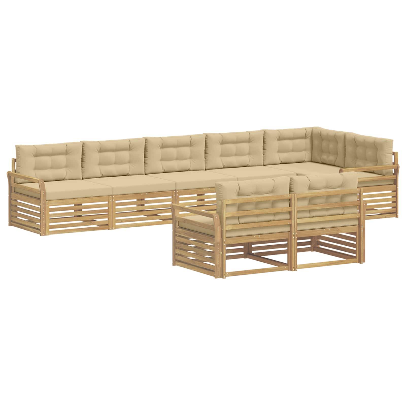 vidaXL Outdoor-Sofagarnitur 8 pcs Weiß und Beige 408 x 170,5 x 73 cm
