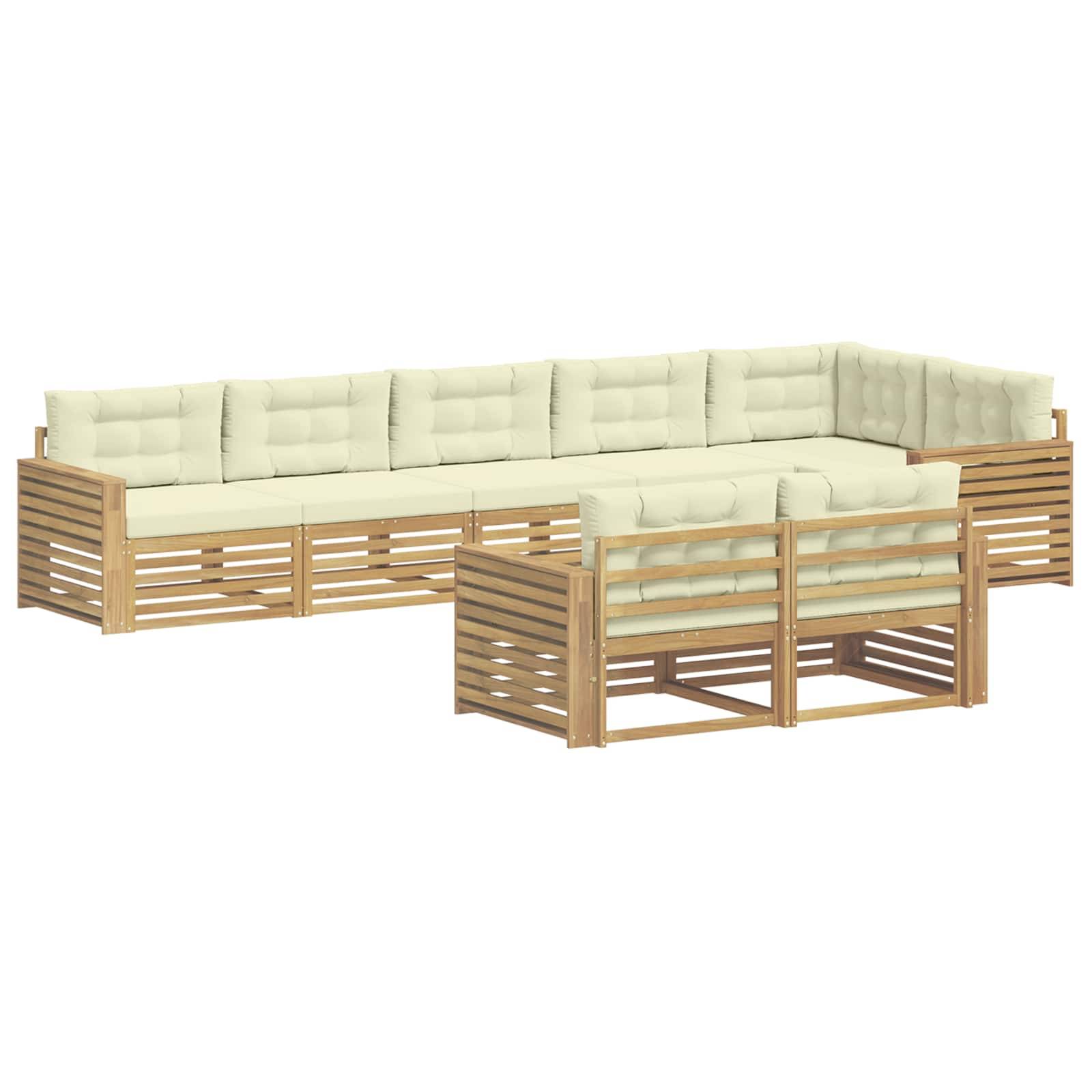 vidaXL Outdoor-Sofagarnitur 8 pcs Weiß und Creme 410 x 172,5 x 73 cm