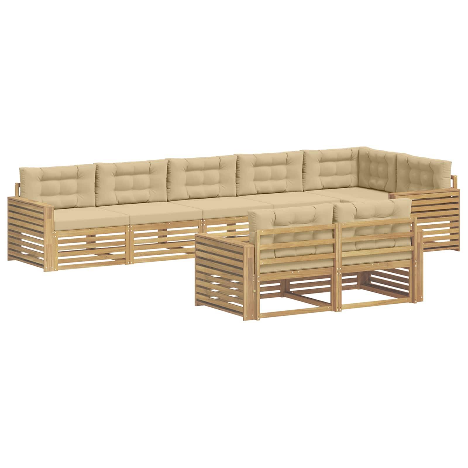vidaXL Outdoor-Sofagarnitur 8 pcs Weiß und Beige 410 x 172,5 x 73 cm