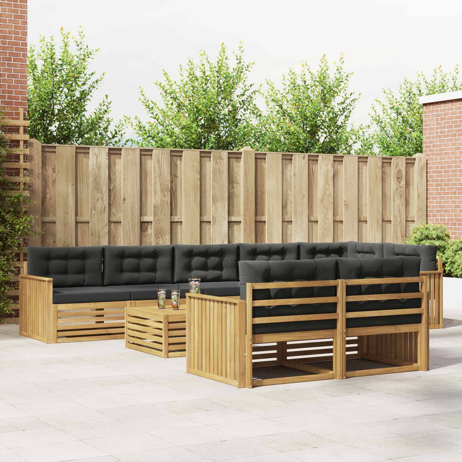 vidaXL Outdoor-Sofagarnitur 9 pcs Weiß und Anthrazit 79 x 79 x 37 cm