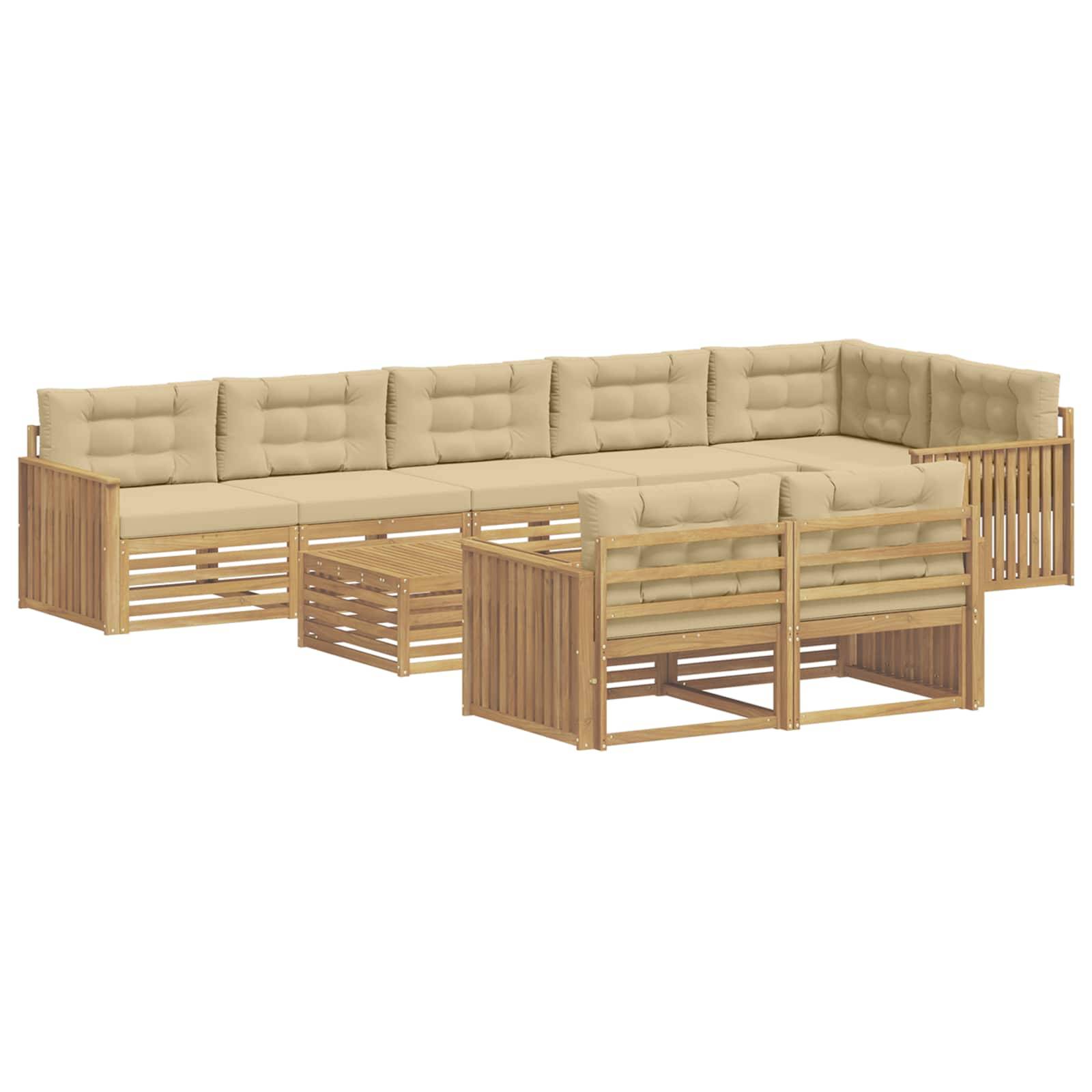 vidaXL Outdoor-Sofagarnitur 9 pcs Weiß und Beige 79 x 79 x 37 cm