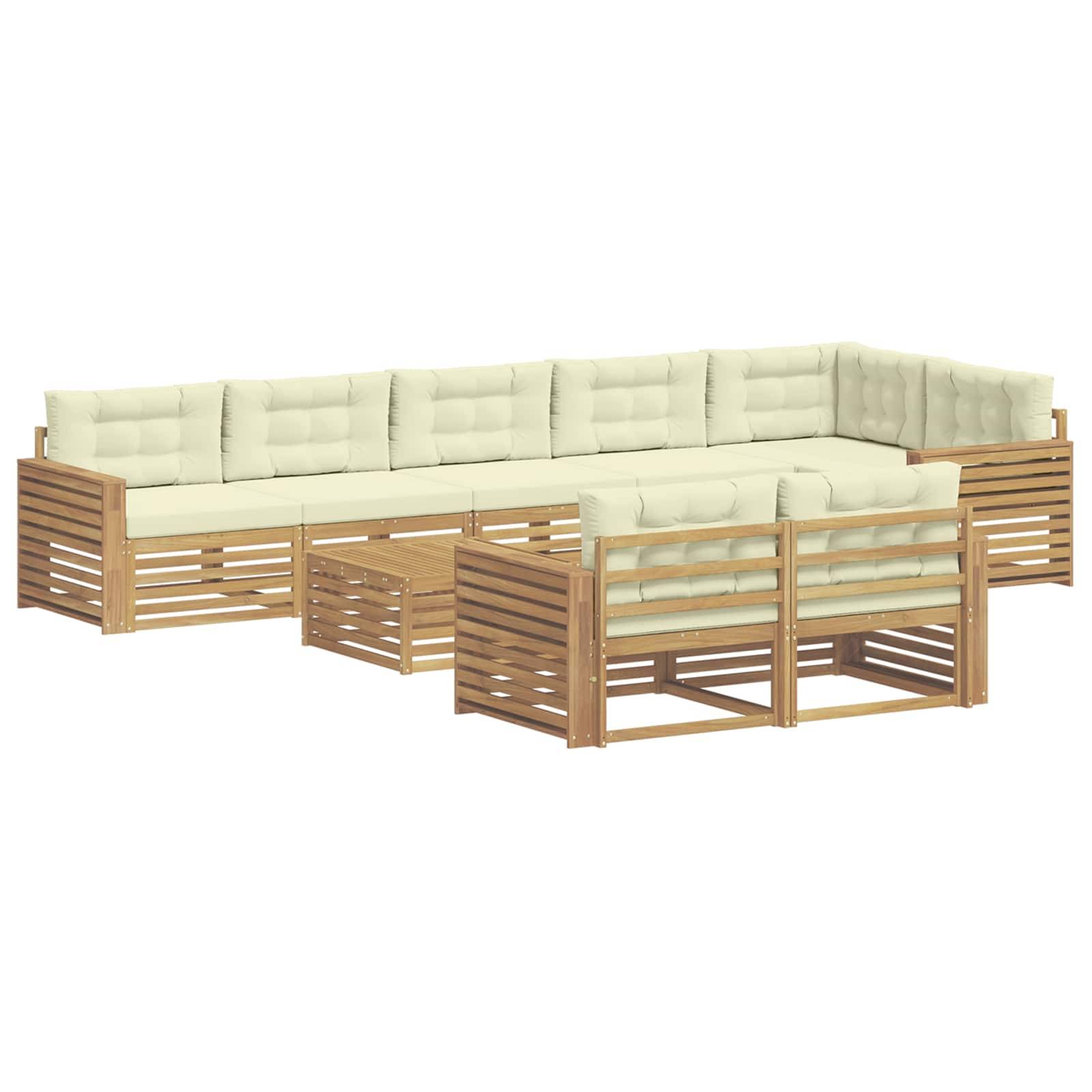 vidaXL Outdoor-Sofagarnitur 9 pcs Weiß und Creme 79 x 79 x 37 cm