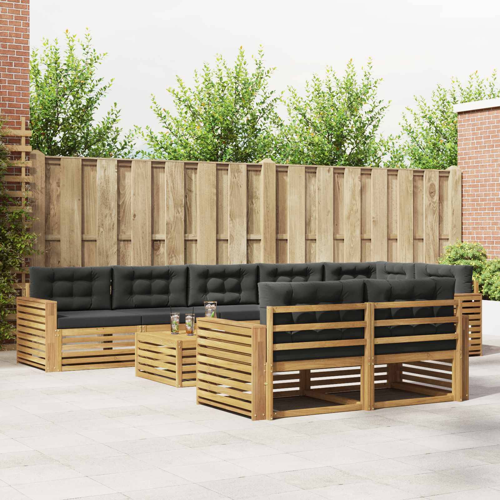 vidaXL Outdoor-Sofagarnitur 9 pcs Weiß und Anthrazit 79 x 79 x 37 cm