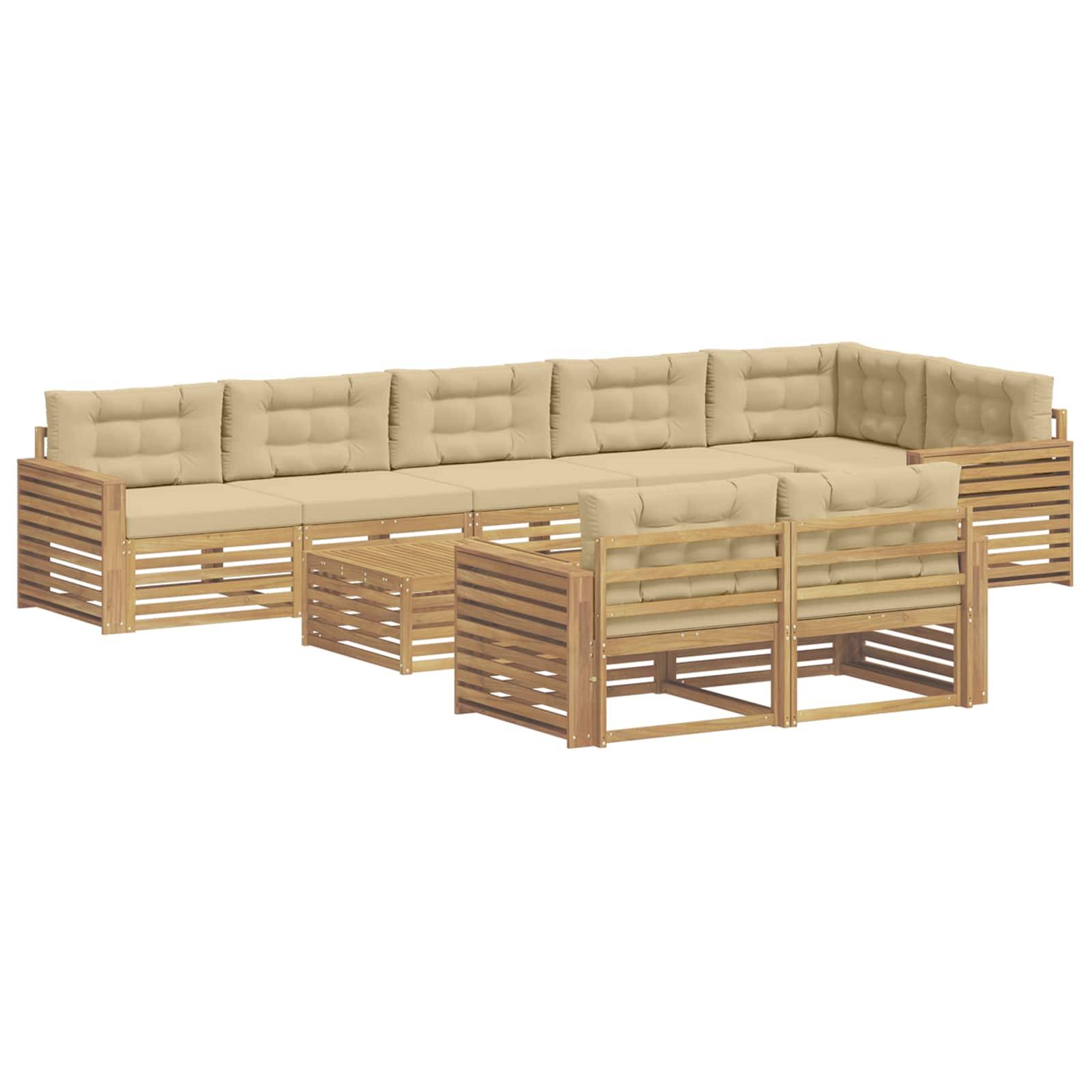 vidaXL Outdoor-Sofagarnitur 9 pcs Weiß und Beige 79 x 79 x 37 cm