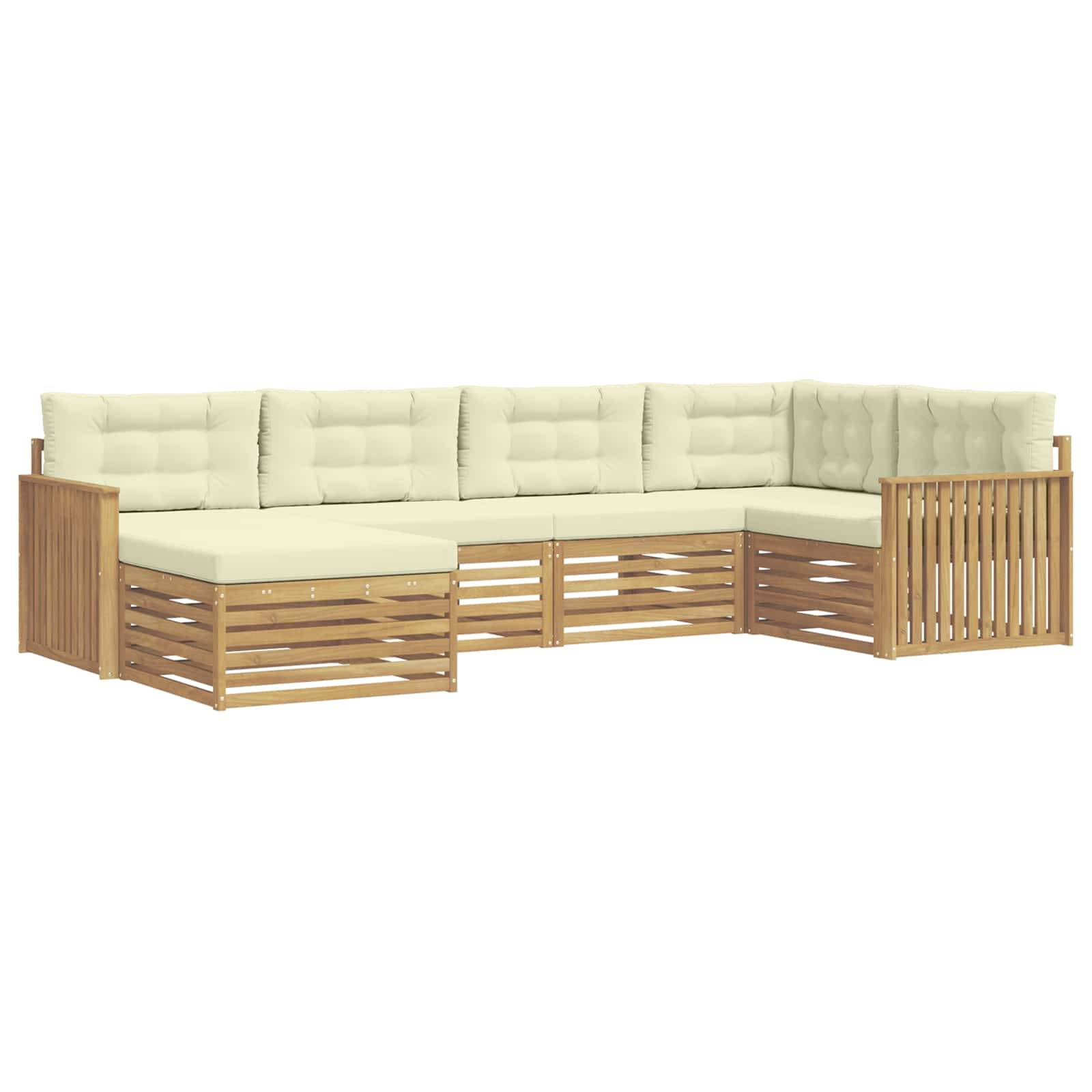 vidaXL Outdoor-Sofagarnitur 6 pcs Weiß und Creme 327 x 168,5 x 73 cm