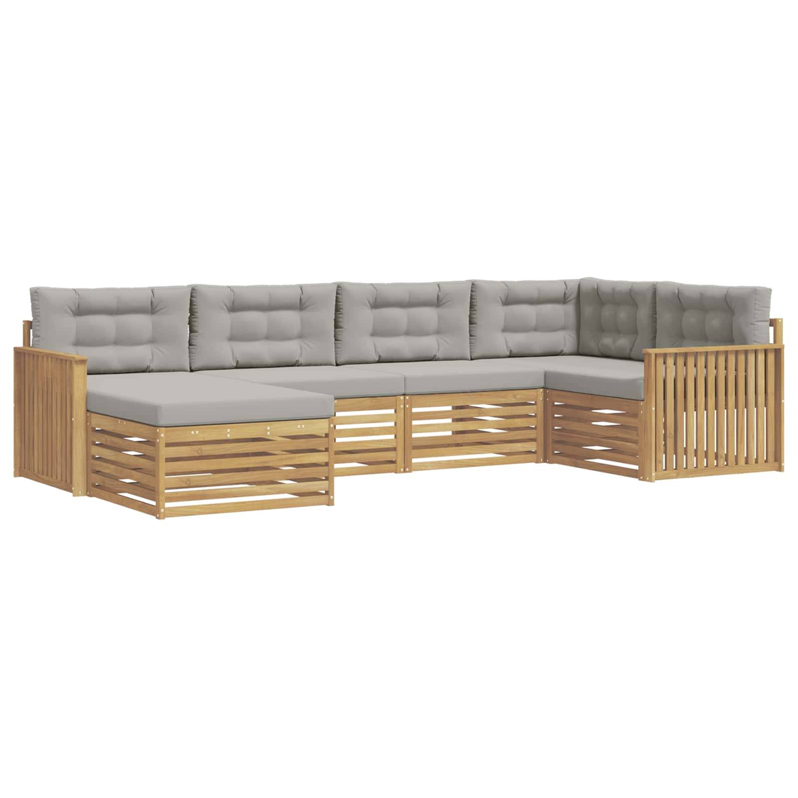 vidaXL Outdoor-Sofagarnitur 6 pcs Weiß und Hellgrau