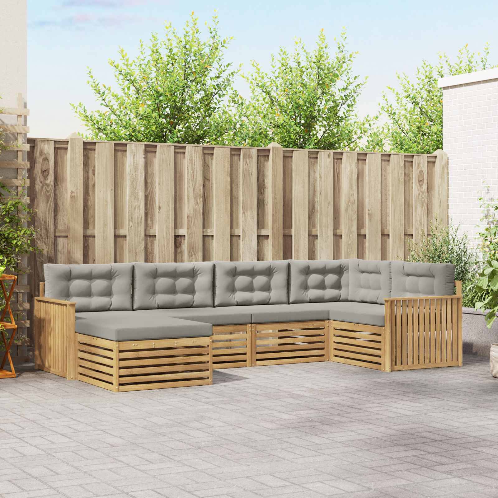 vidaXL Outdoor-Sofagarnitur 6 pcs Weiß und Hellgrau