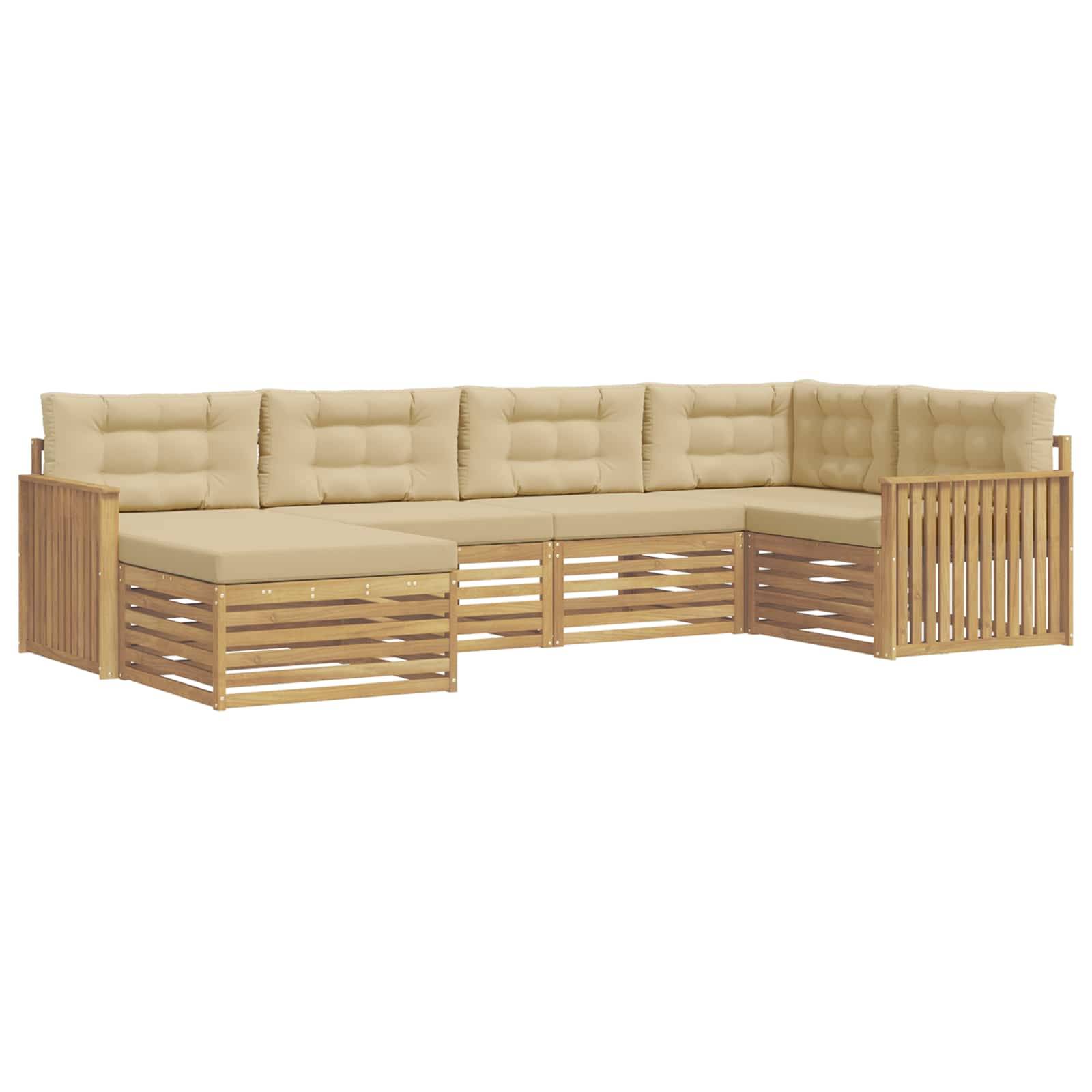 vidaXL Outdoor-Sofagarnitur 6 pcs Weiß und Beige 327 x 168,5 x 73 cm