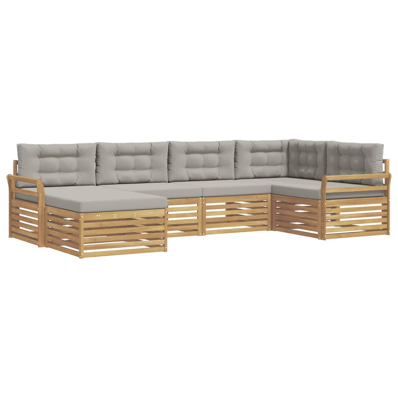 vidaXL Outdoor-Sofagarnitur 6 pcs Weiß und Hellgrau