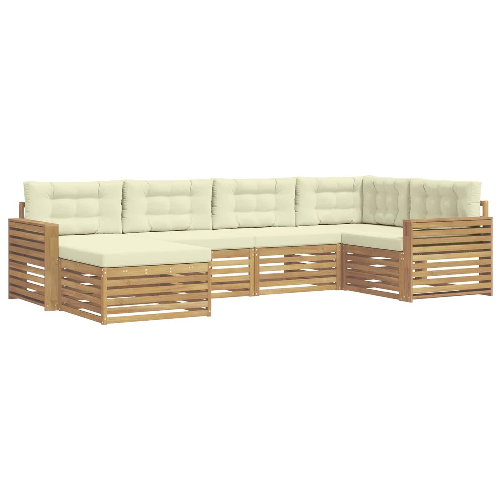 vidaXL Outdoor-Sofagarnitur 6 pcs Weiß und Creme 331 x 172,5 x 73 cm
