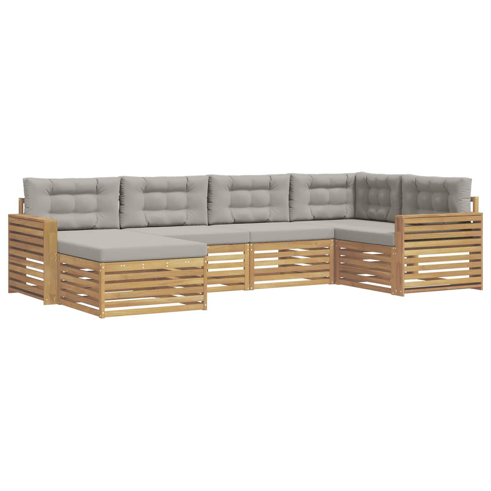 vidaXL Outdoor-Sofagarnitur 6 pcs Weiß und Hellgrau