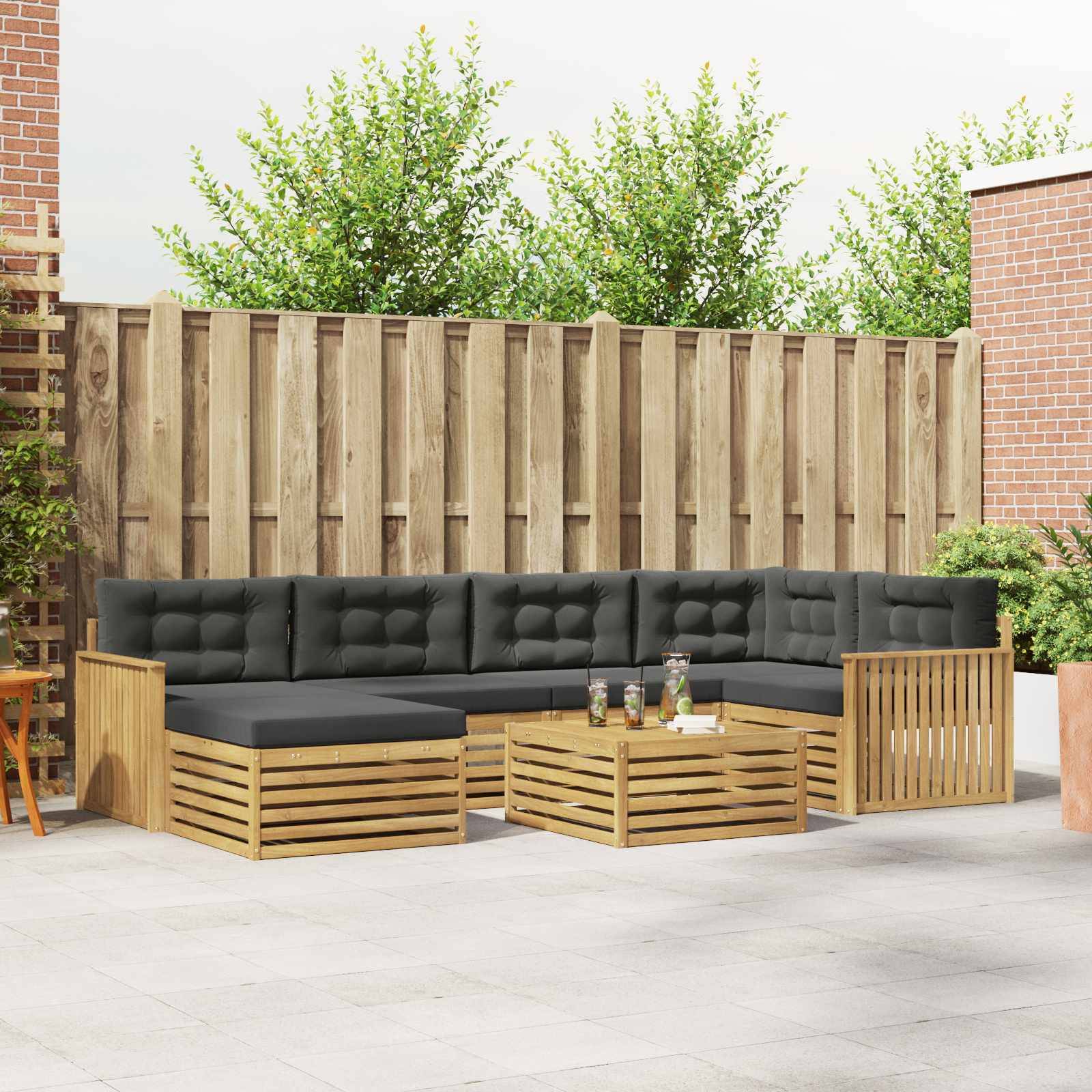 vidaXL Outdoor-Sofagarnitur mit Kissen 7 pcs Weiß und Anthrazit