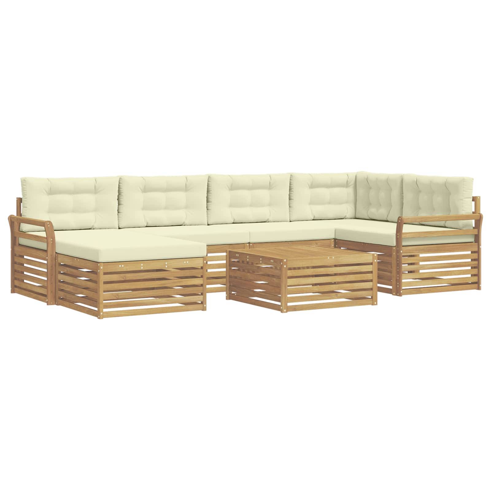 vidaXL Outdoor-Sofagarnitur mit Kissen 7 pcs Weiß und Creme