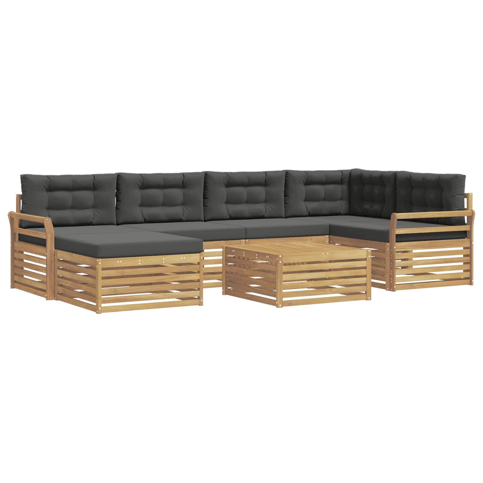 vidaXL Outdoor-Sofagarnitur mit Kissen 7 pcs Weiß und Anthrazit