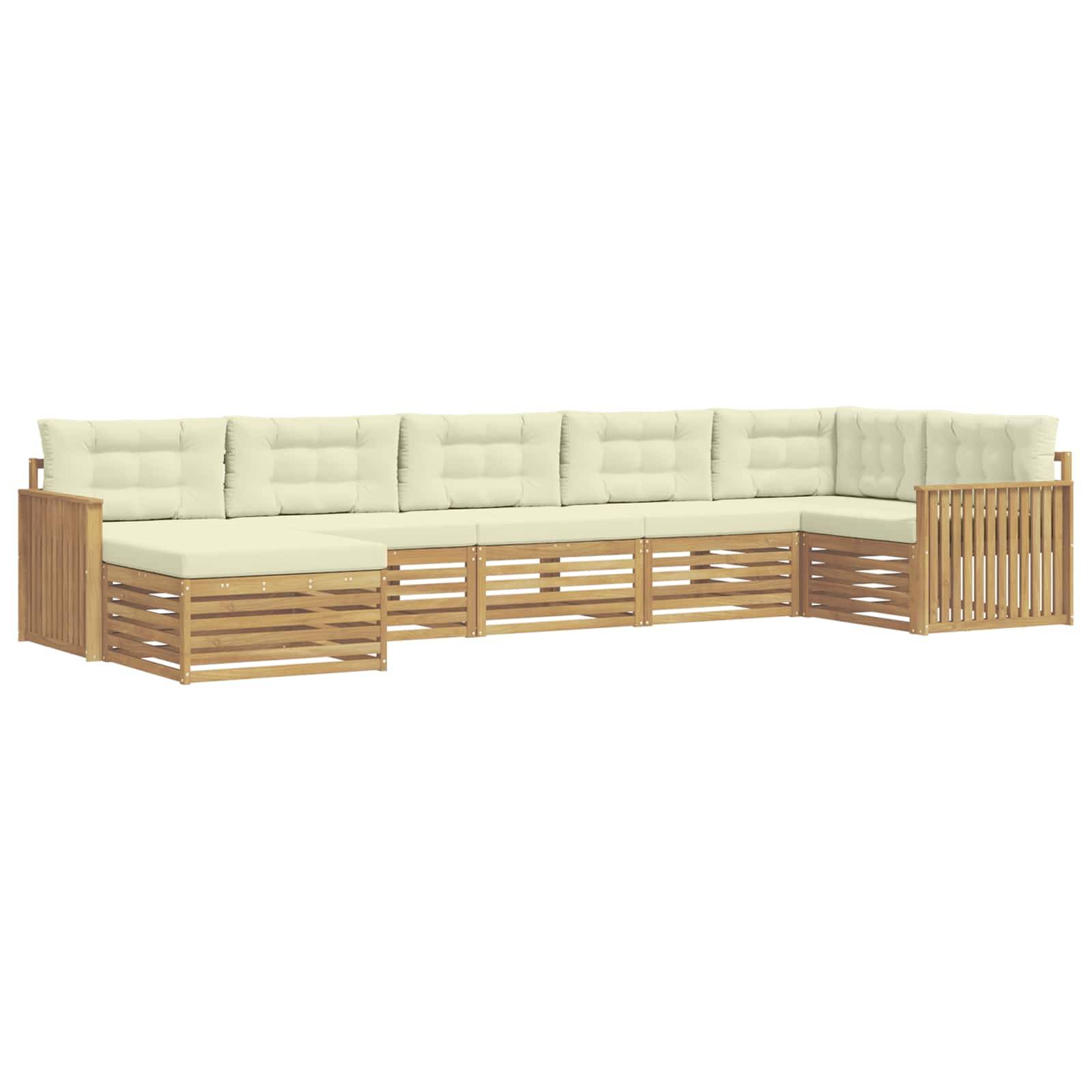 vidaXL Outdoor-Sofagarnitur mit Kissen 7 pcs Weiß und Creme
