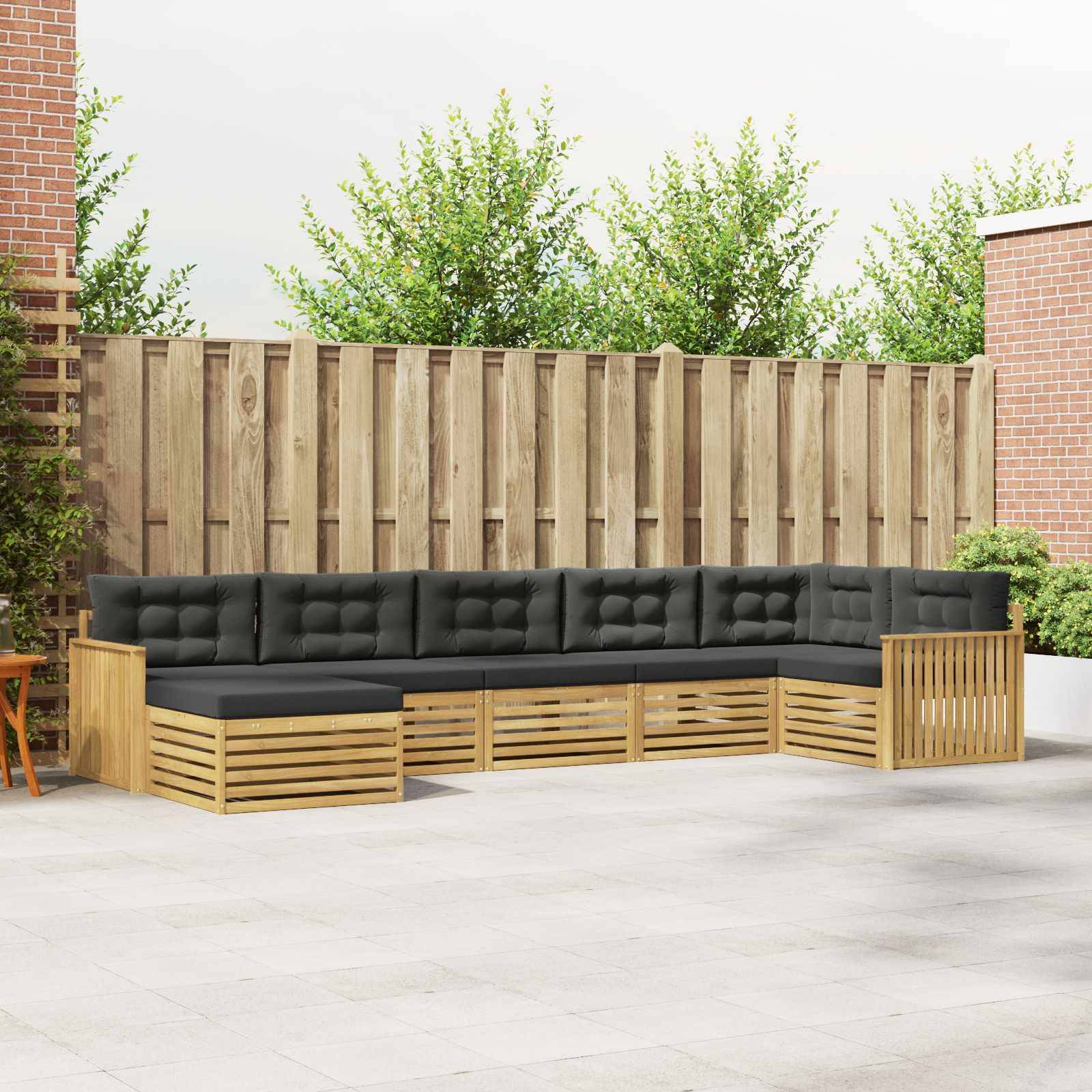 vidaXL Outdoor-Sofagarnitur mit Kissen 7 pcs Weiß und Anthrazit