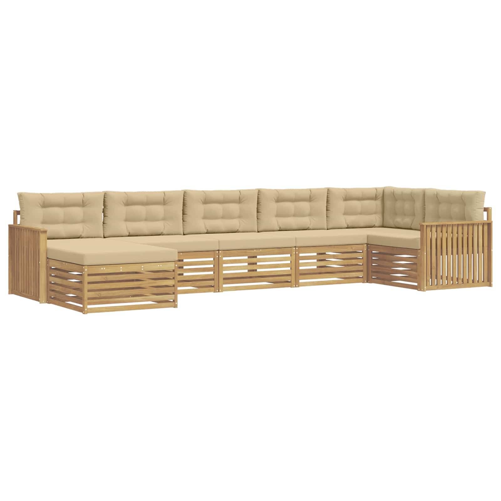 vidaXL Outdoor-Sofagarnitur mit Kissen 7 pcs Weiß und Beige